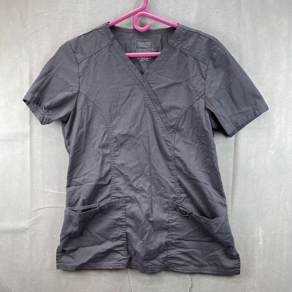 Cherokee Workwear Revolution Women's V-Neck Scrub Top Gray Size Small